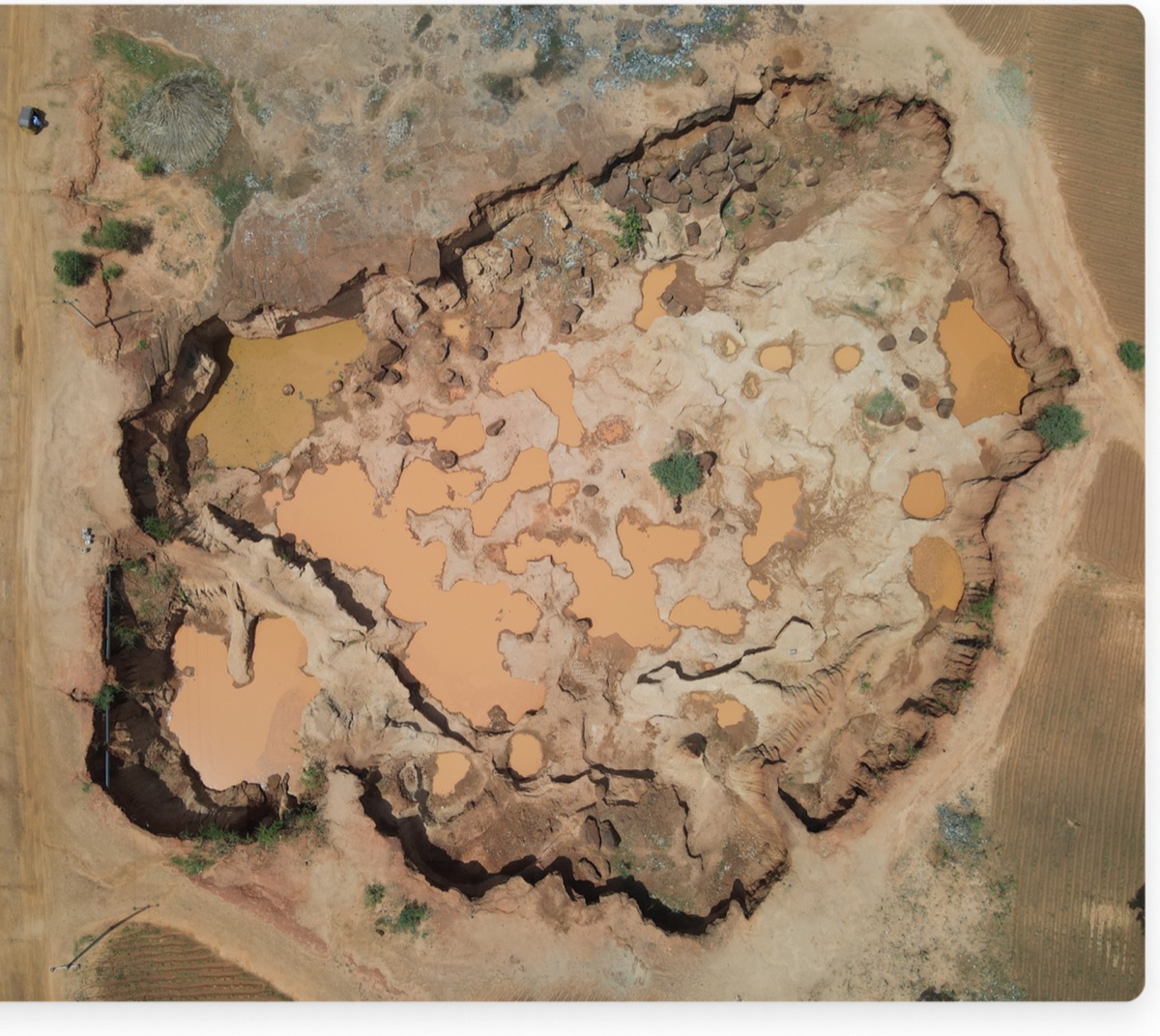 Aerial view of an artisanal and small-scale mine site