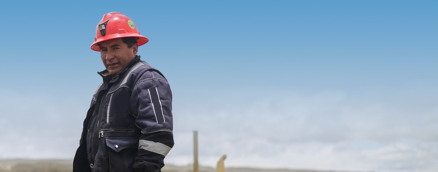 Miner in a safety helmet at an artisanal mine site